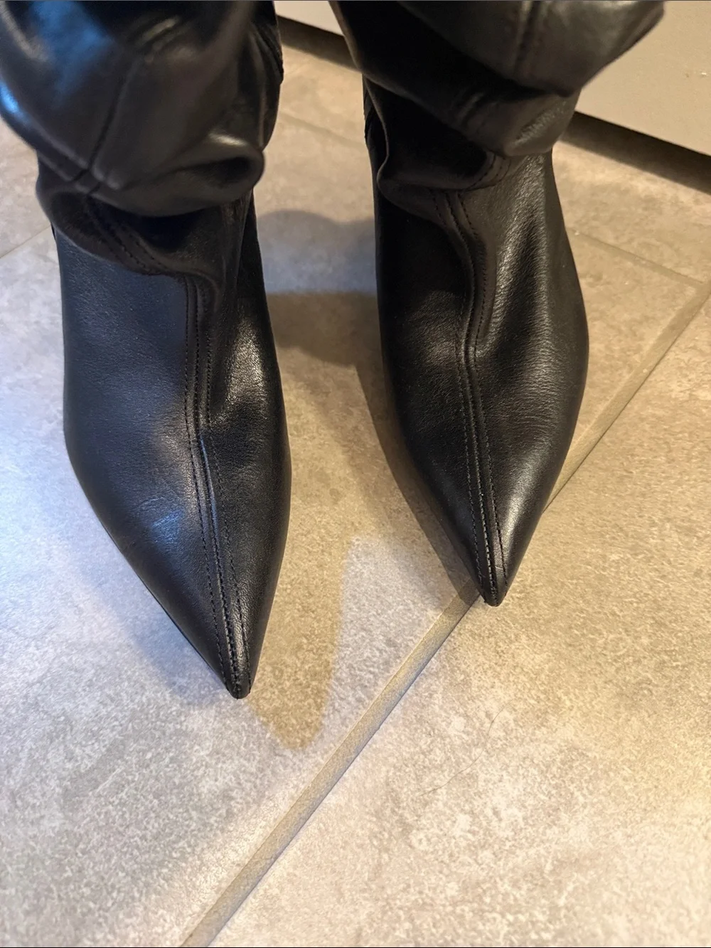 Balmain Black Slouchy Pointed-Toe Over-the-Knee Boots